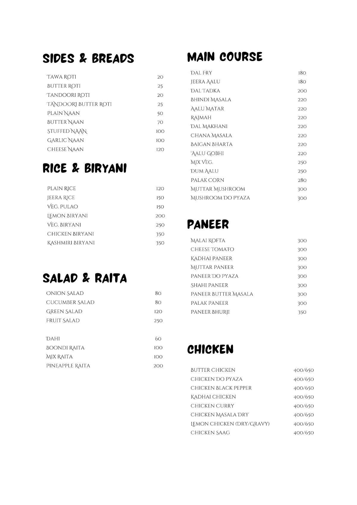 Manali Diaries Cafe - Pizzeria menu