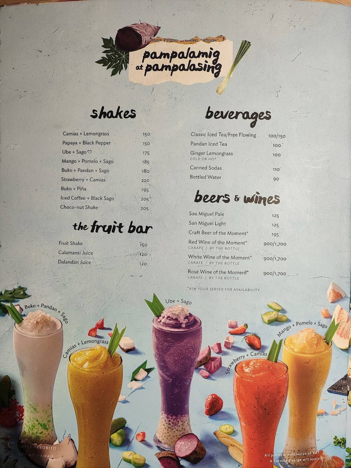 Menu At Manam Robinsons Magnolia Restaurant Quezon City