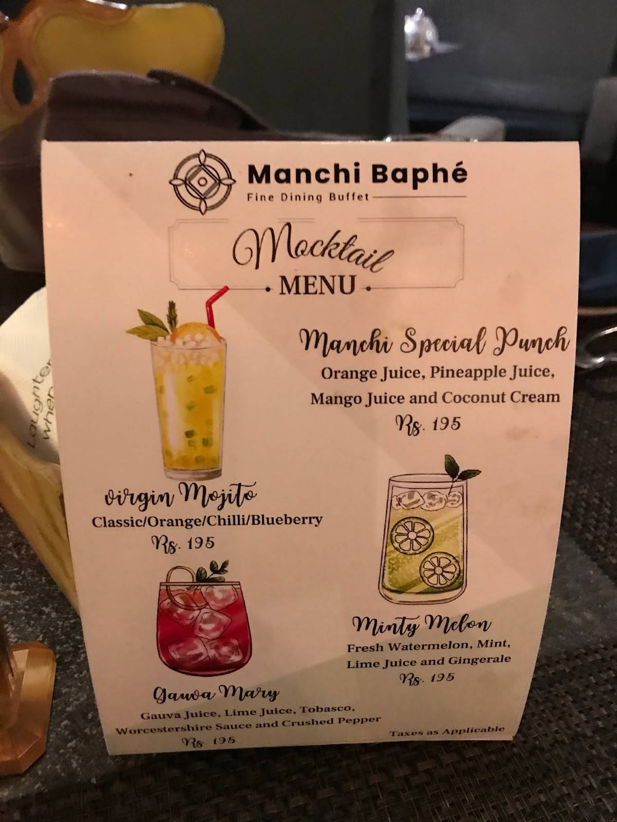Manchi Baphe menu
