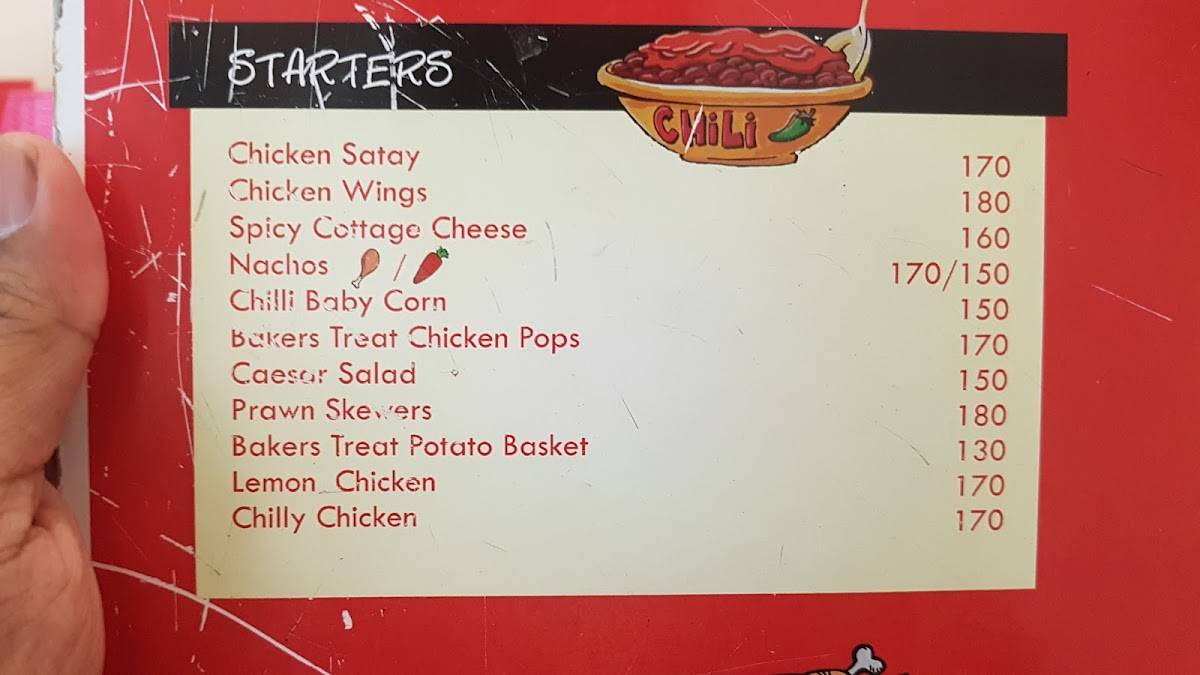 Baker's Treat menu