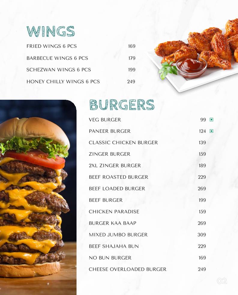 Kizza.cafe menu