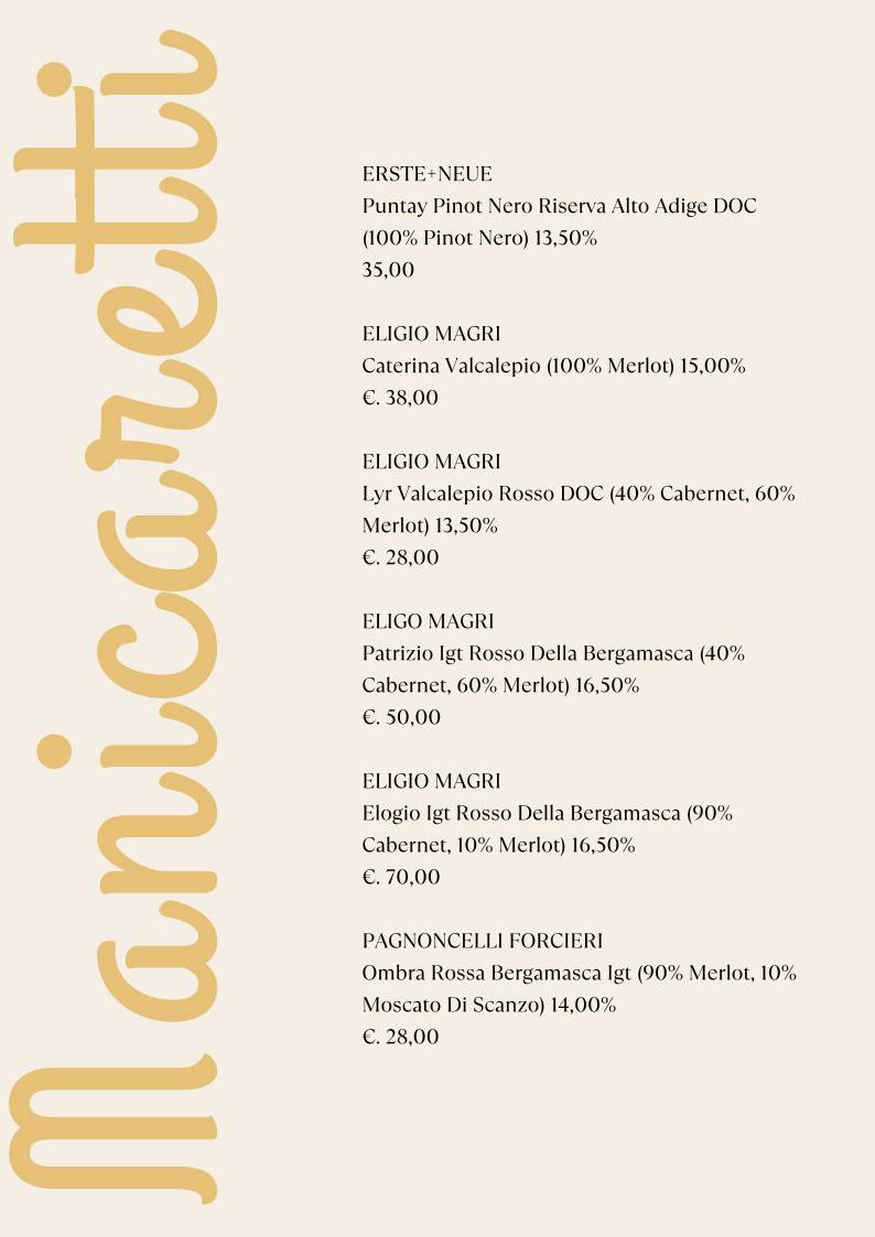 Menu di Manicaretti 