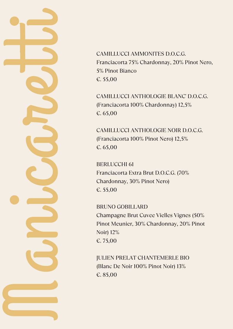 Menu di Manicaretti 