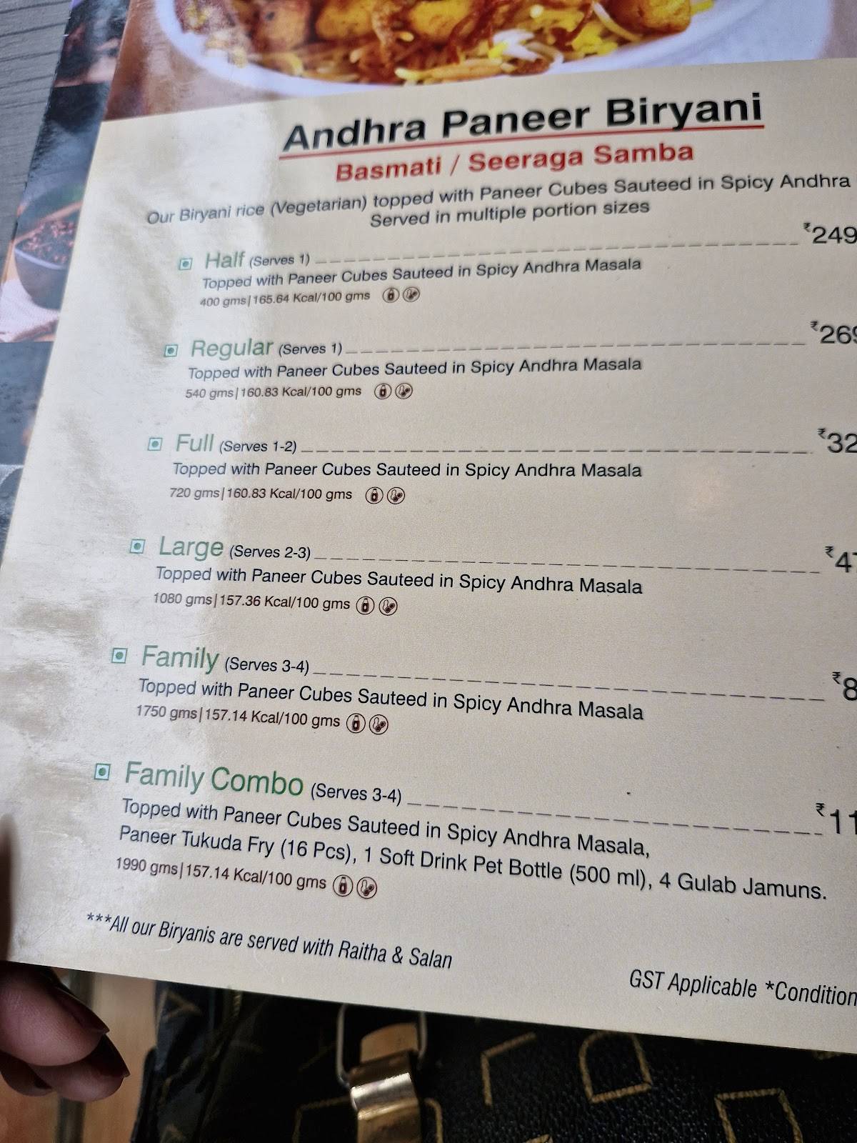 Mani's Dum Biryani - Ulsoor menu