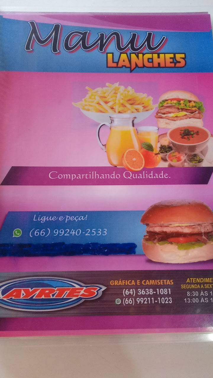 Manu Lanches cardápio