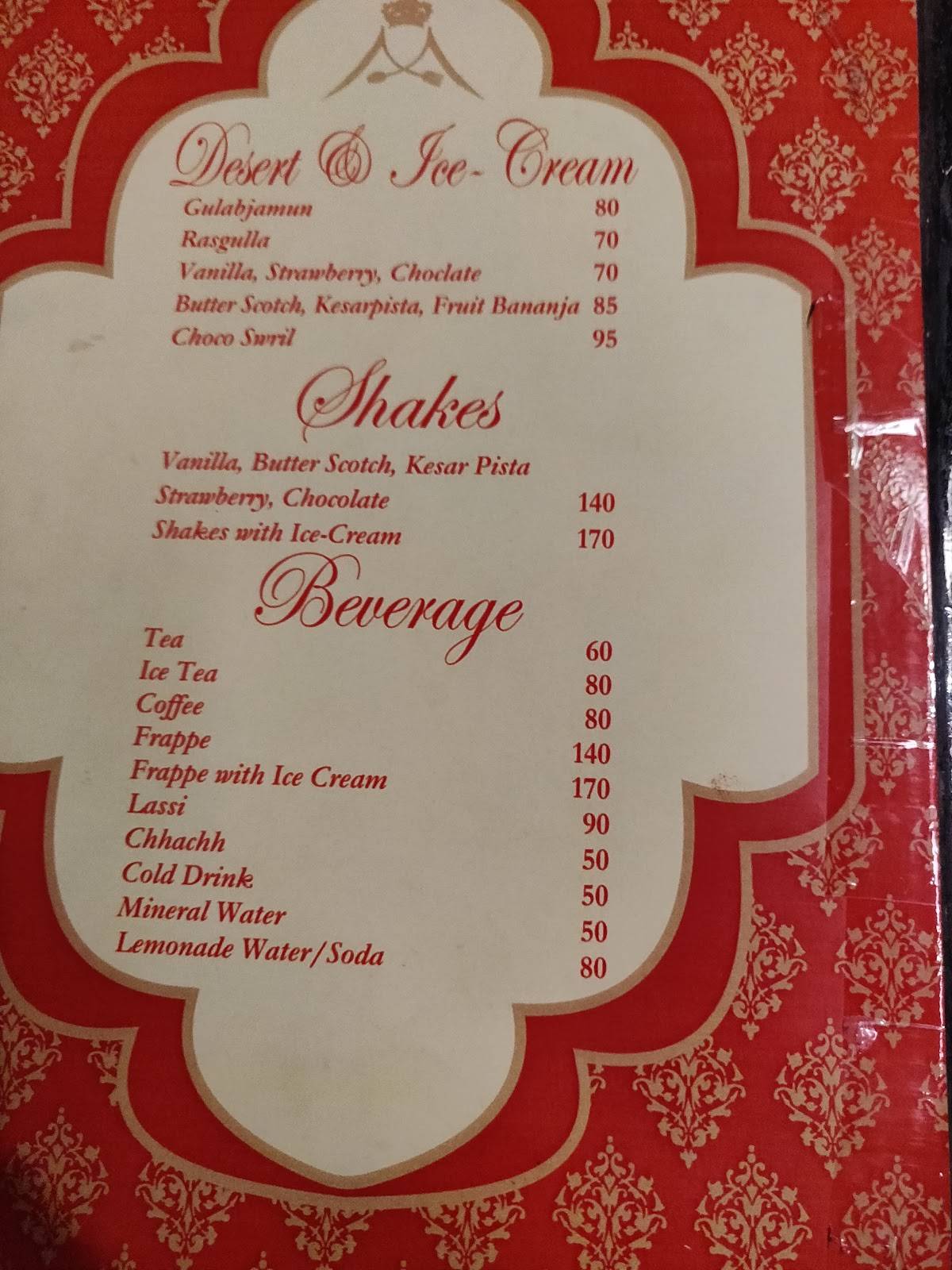 Manuhar Restaurant menu