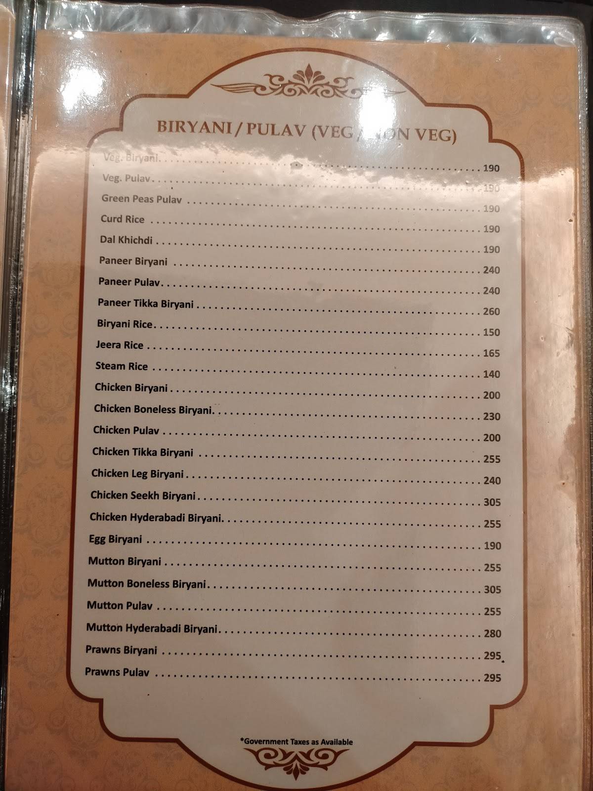 Mao Family Restaurant menu