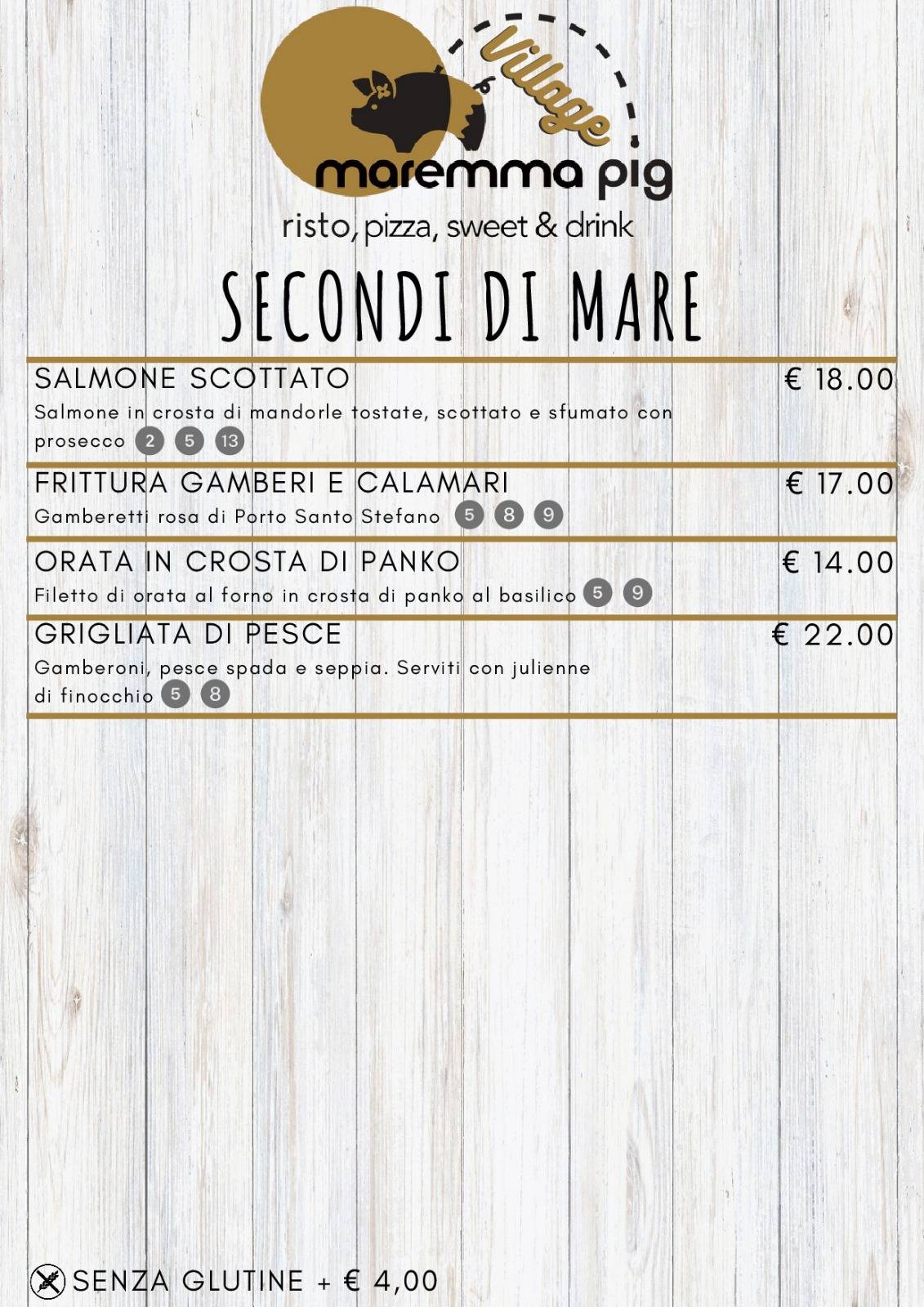 Menu di Maremma Pig Village 