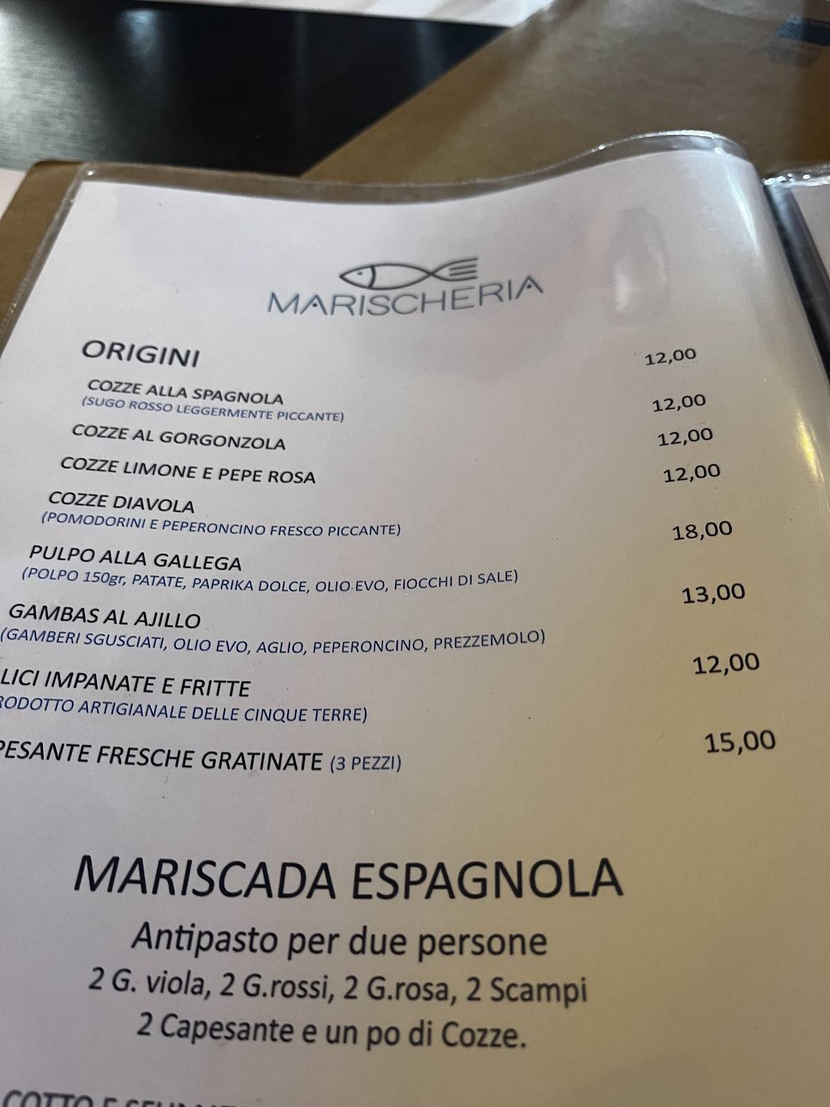Menu di Marischeria 
