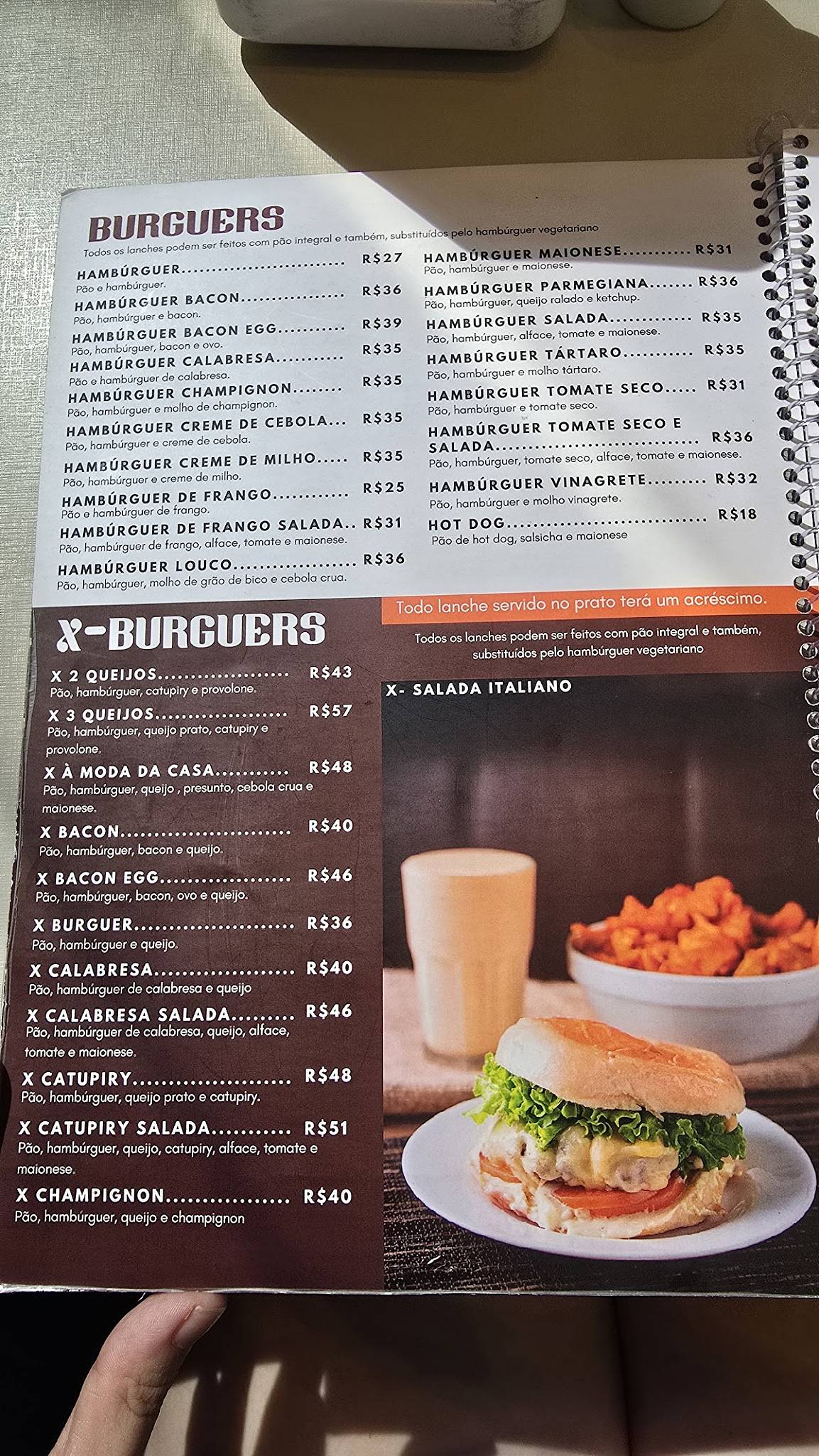 Marques Hamburguer cardápio