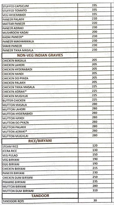 Masala Mantra menu
