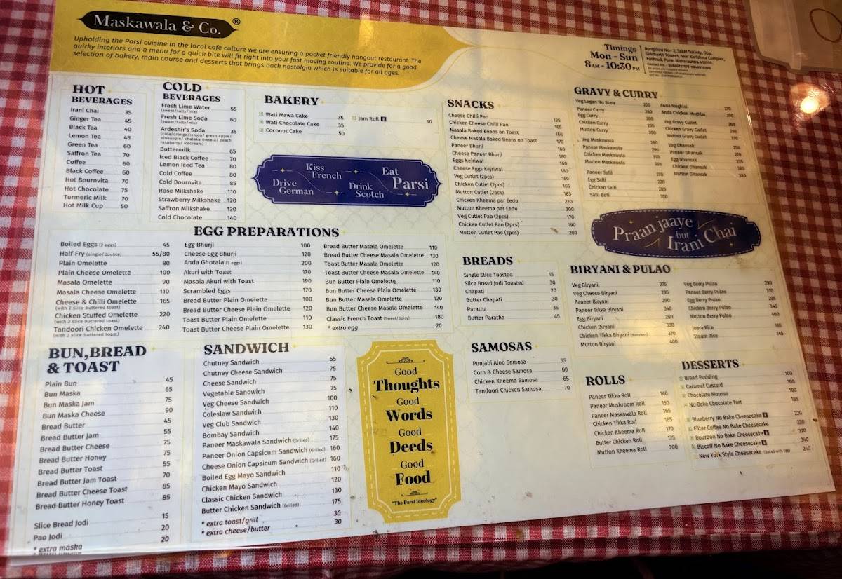 Maskawala & Co. menu