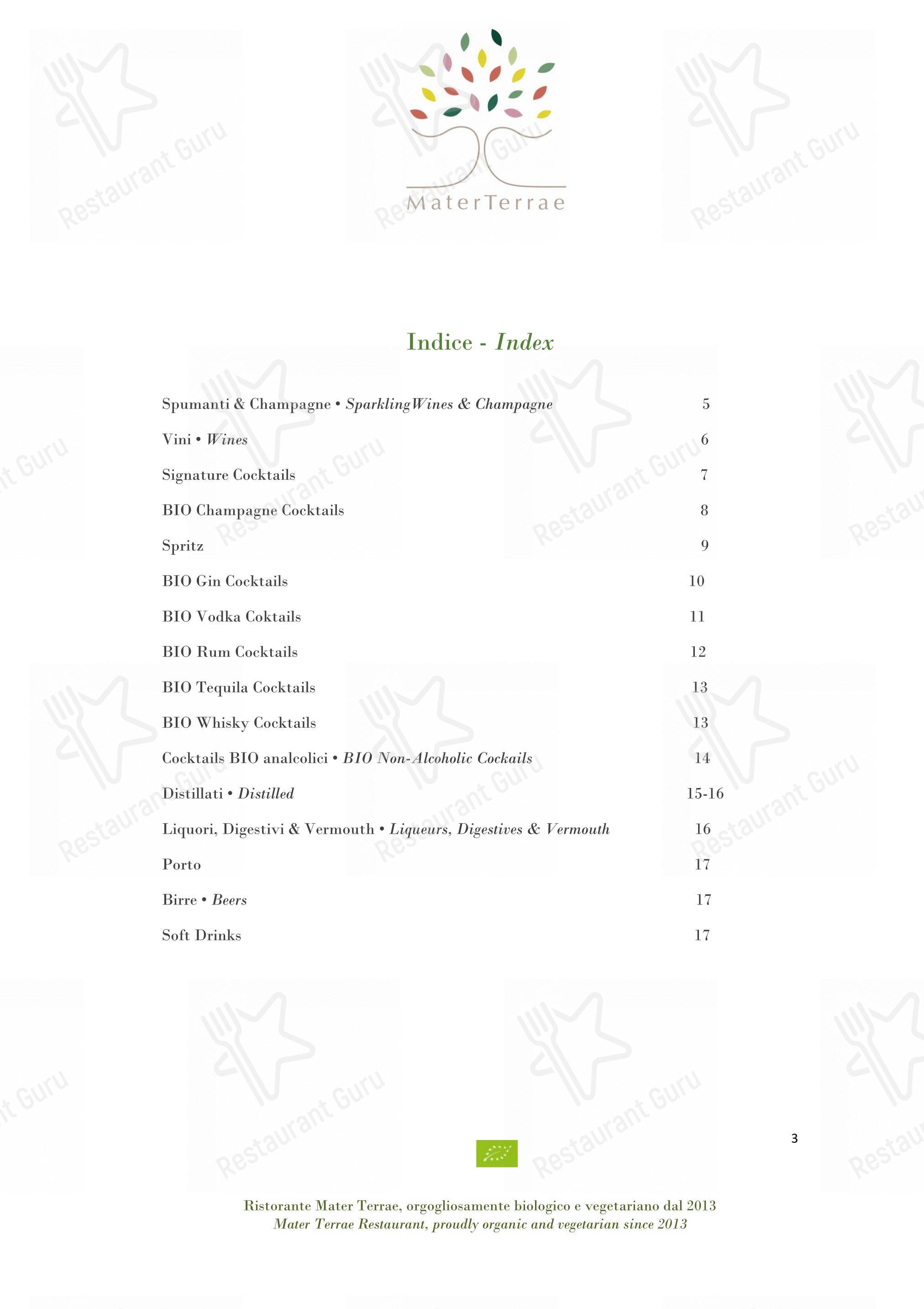 Menu di Mater Terrae - Takeaway Menu