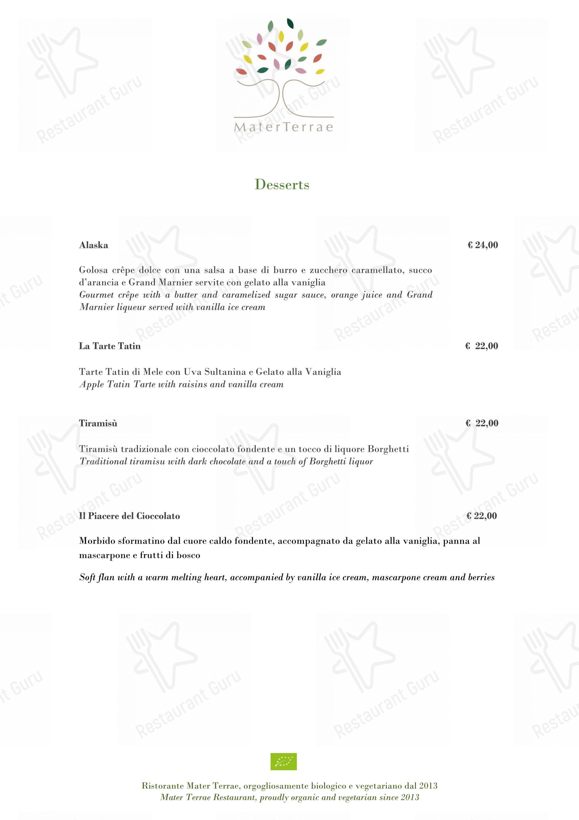 Menu di Mater Terrae - Lunch Menu