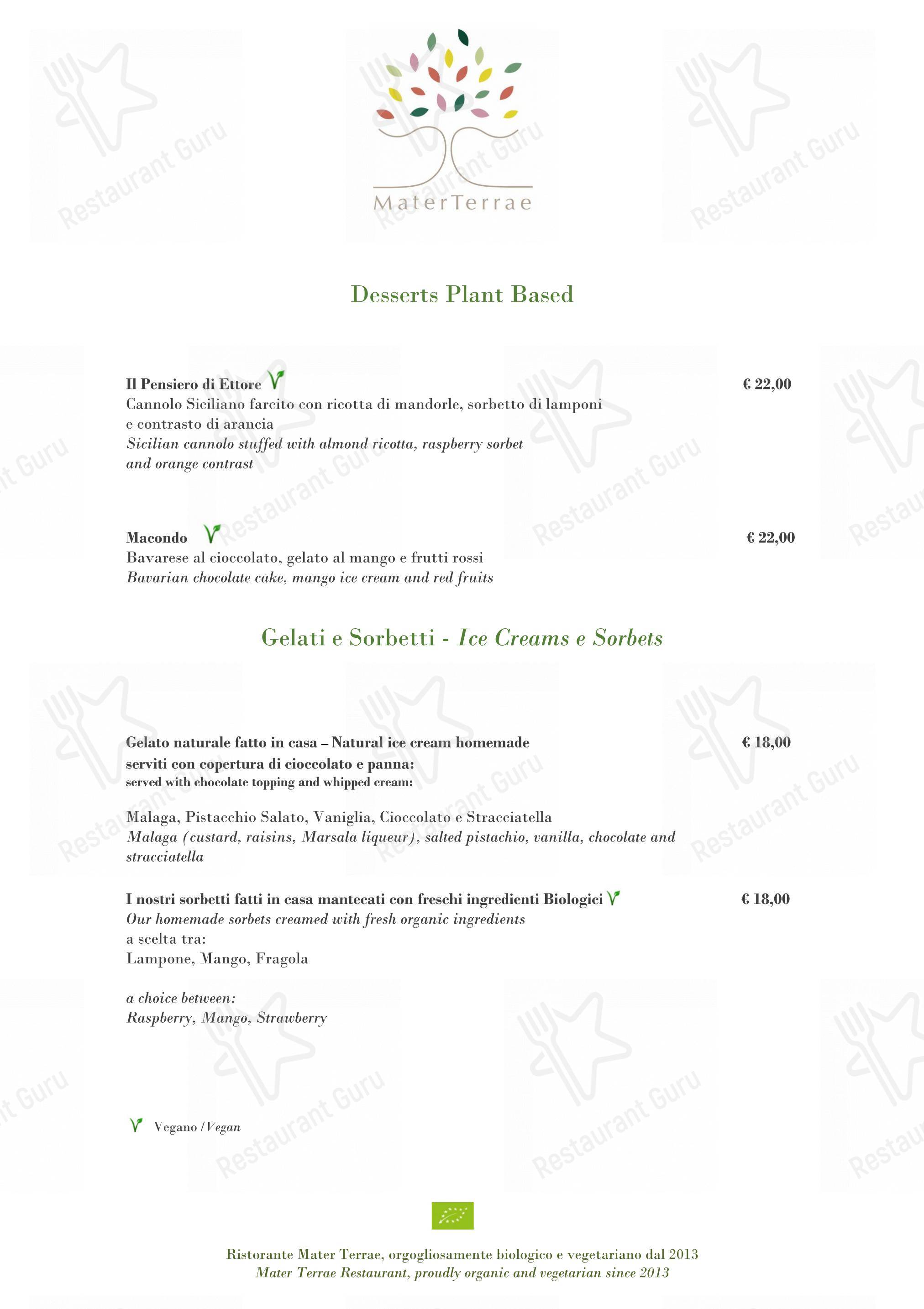 Mater Terrae in Roma - Wine Menu
