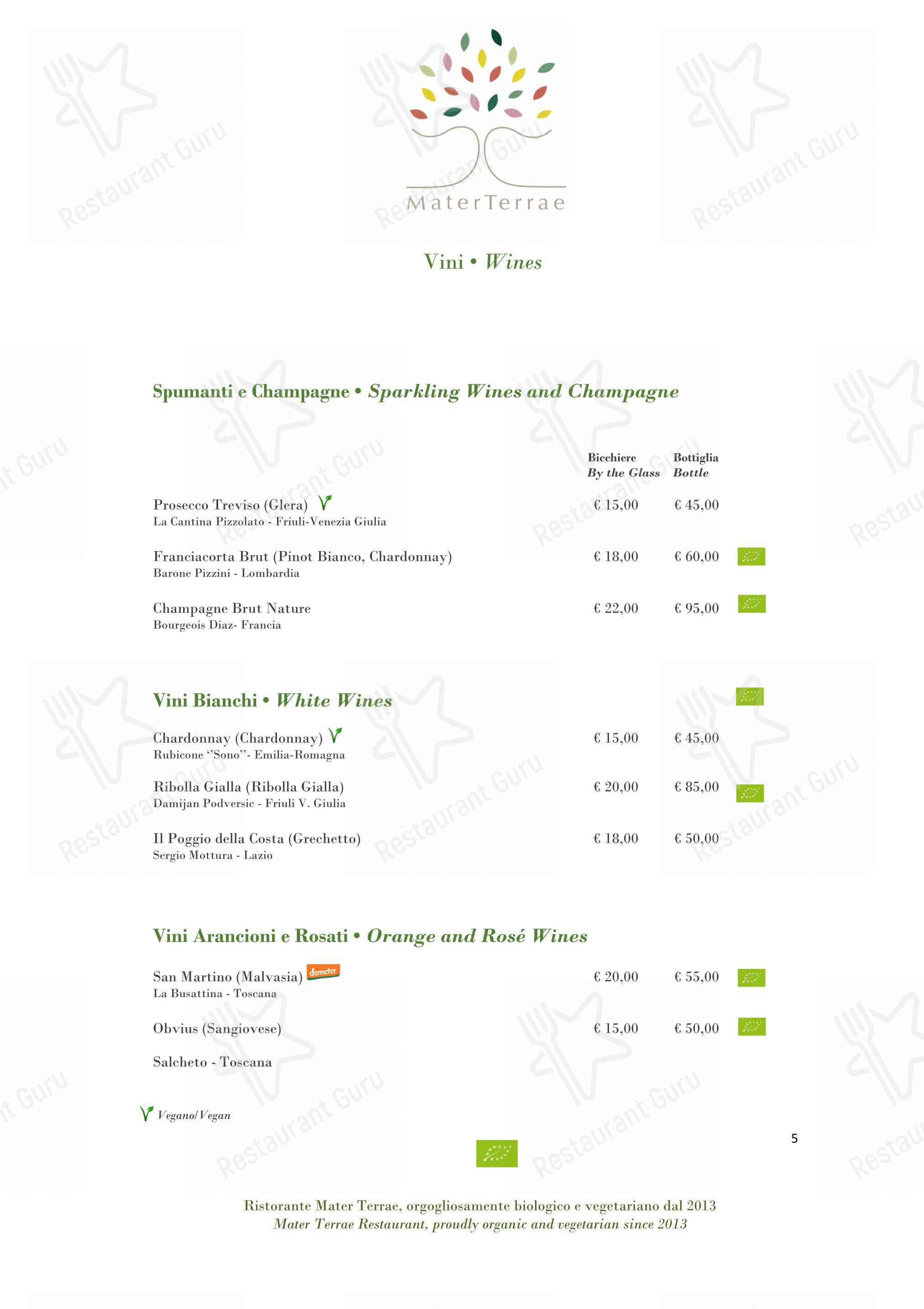 Menu di Mater Terrae - Takeaway Menu