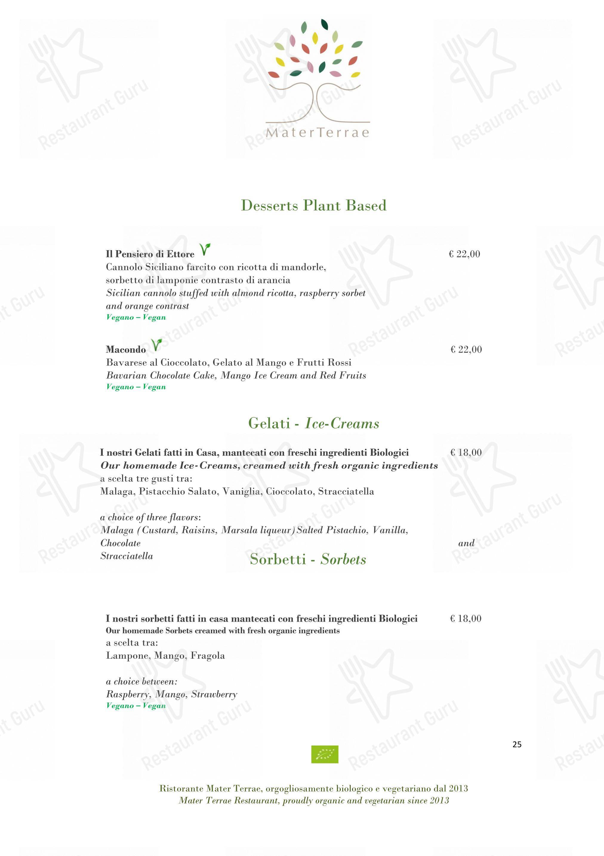 Takeaway Menu per Mater Terrae in Roma