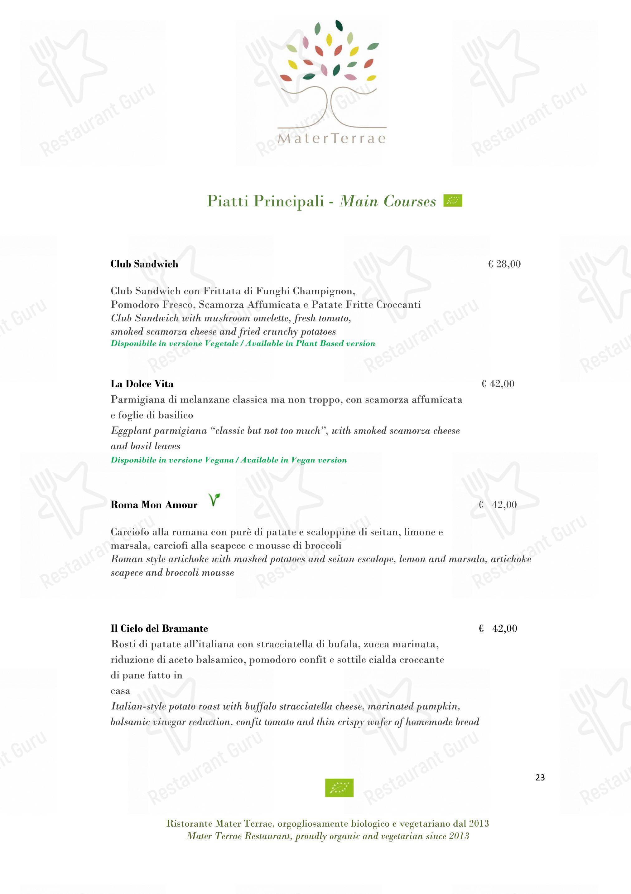 Menu di Mater Terrae - 菜单