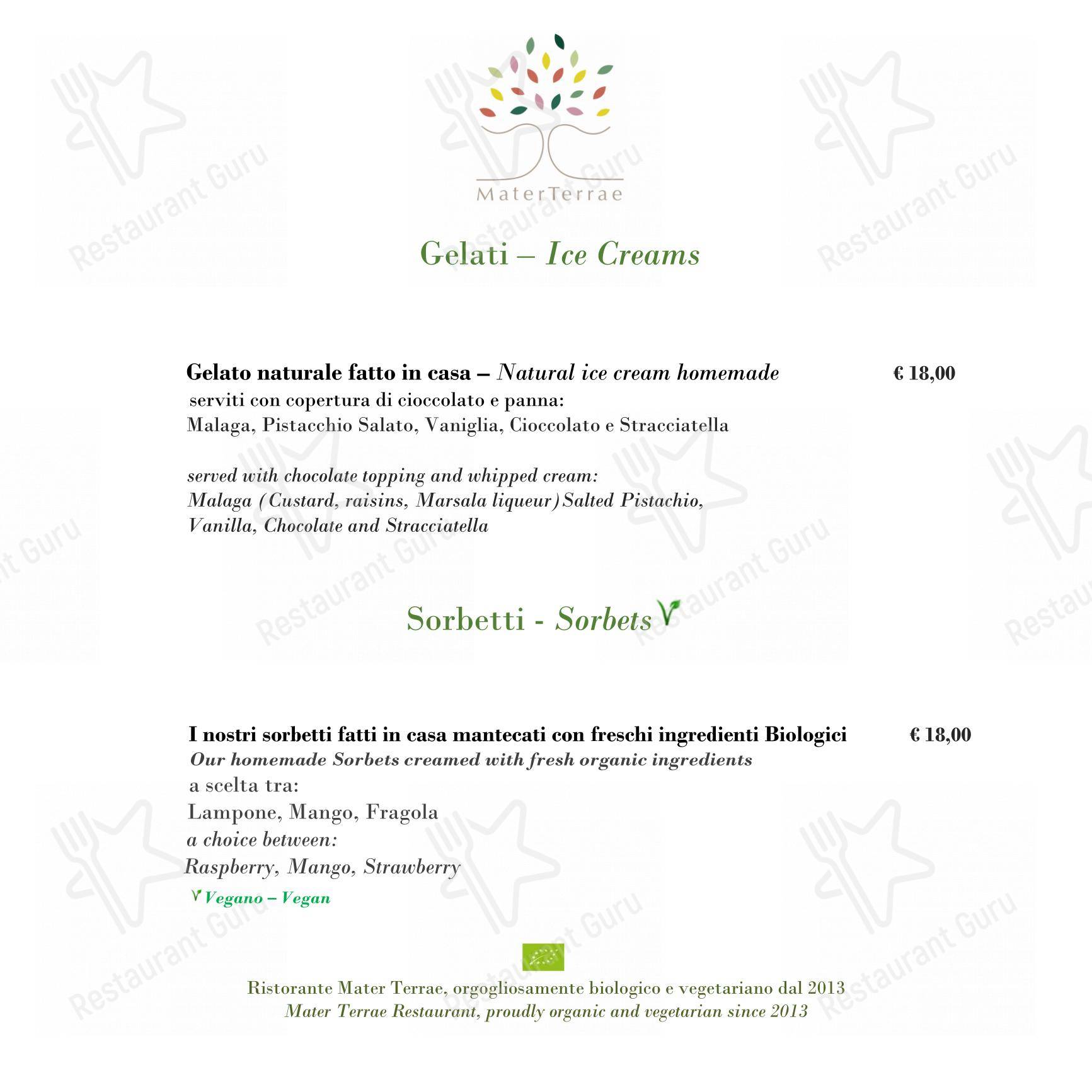 Menu di Mater Terrae - At Home Catering Menu