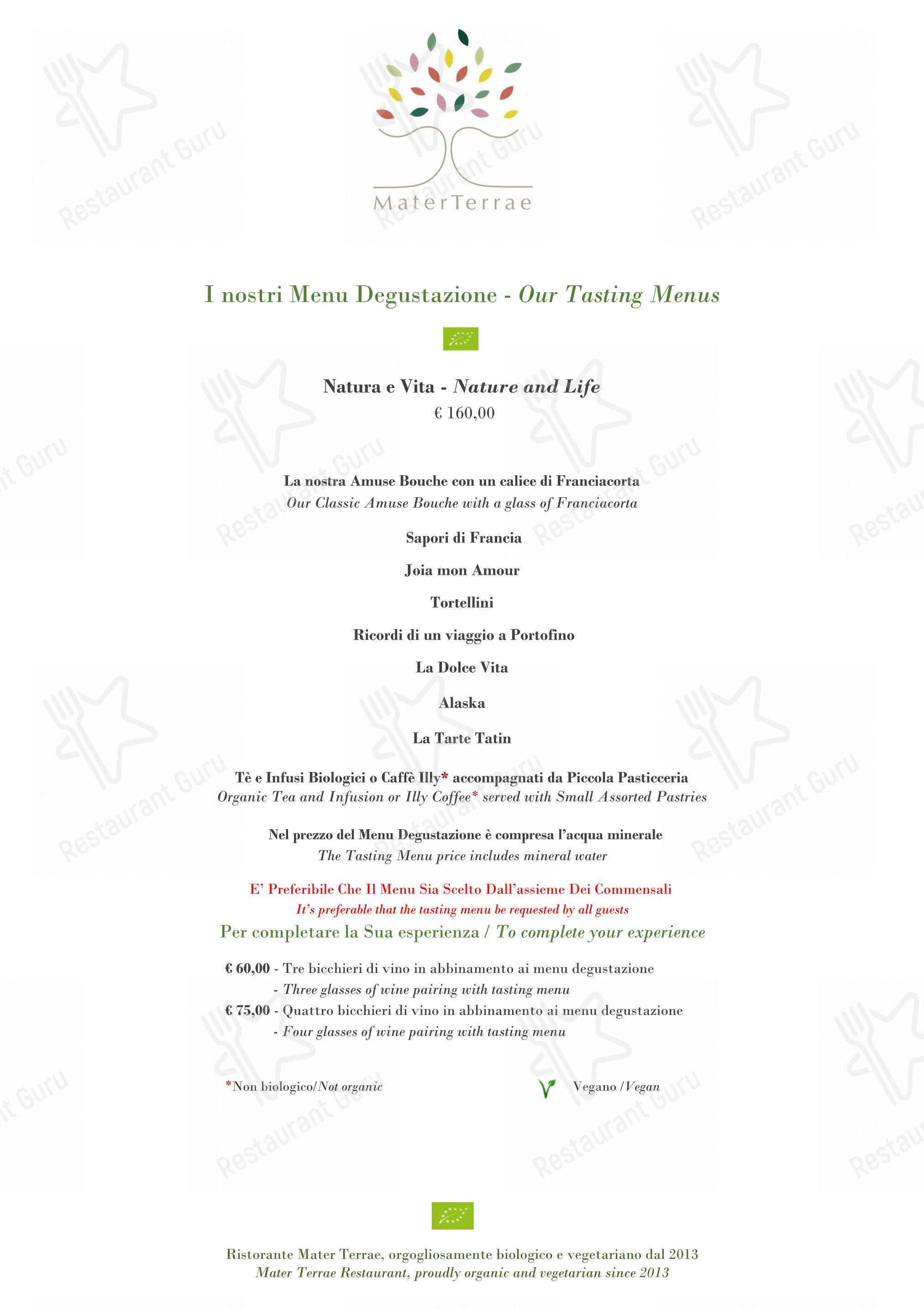 Коктейльная карта per Mater Terrae ristorante