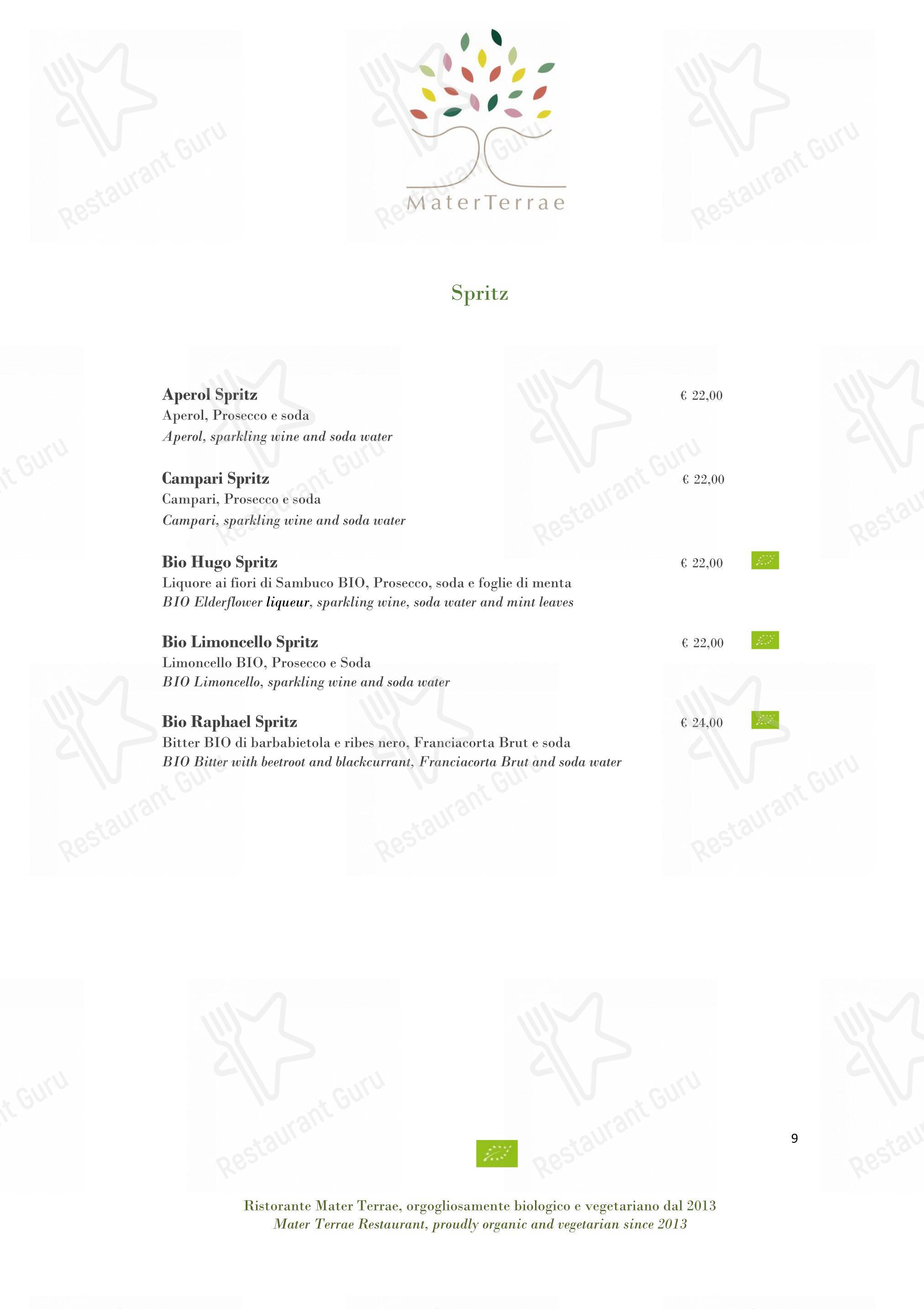 Takeaway Menu per Mater Terrae ristorante