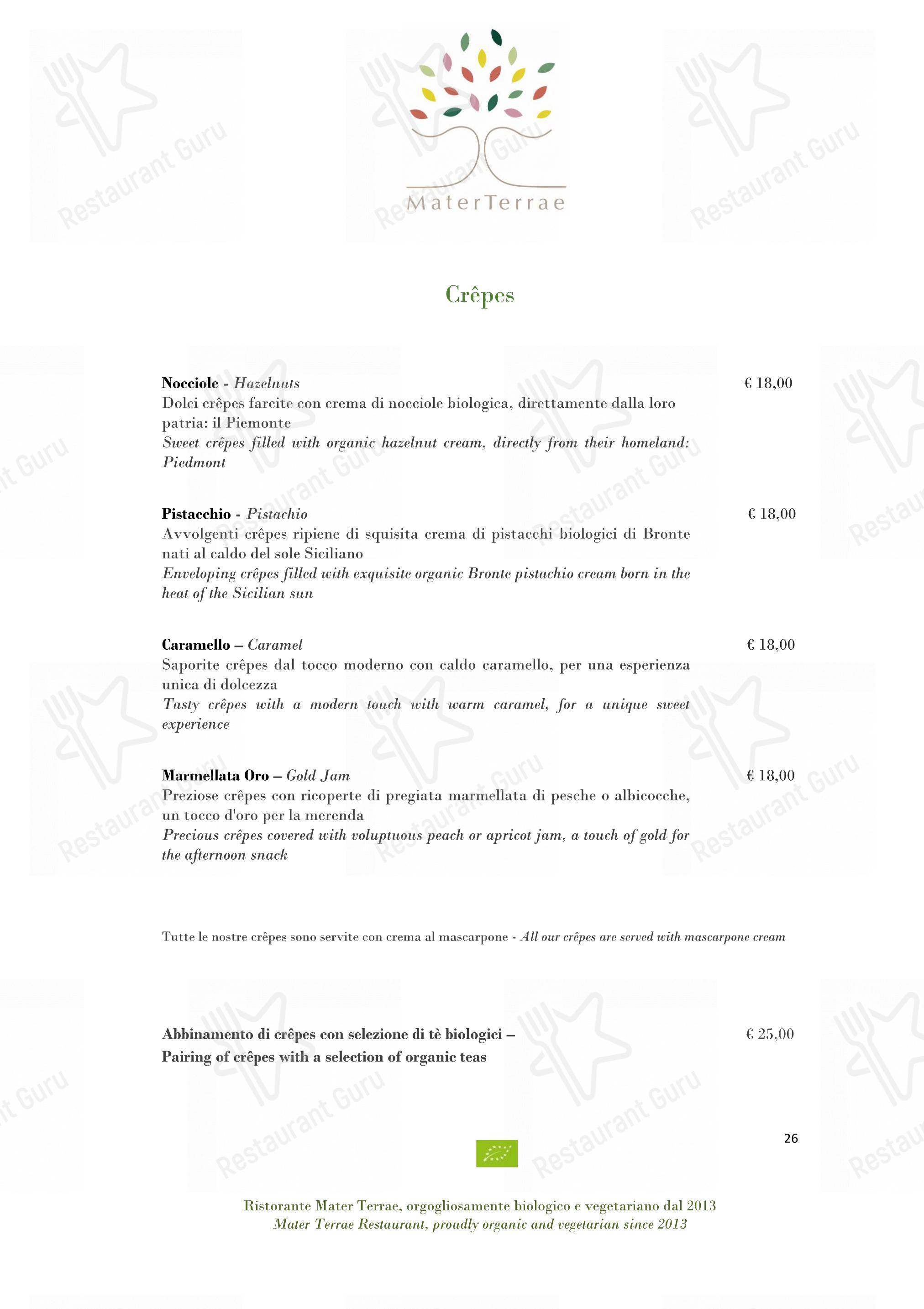 Menu di Mater Terrae - Takeaway Menu