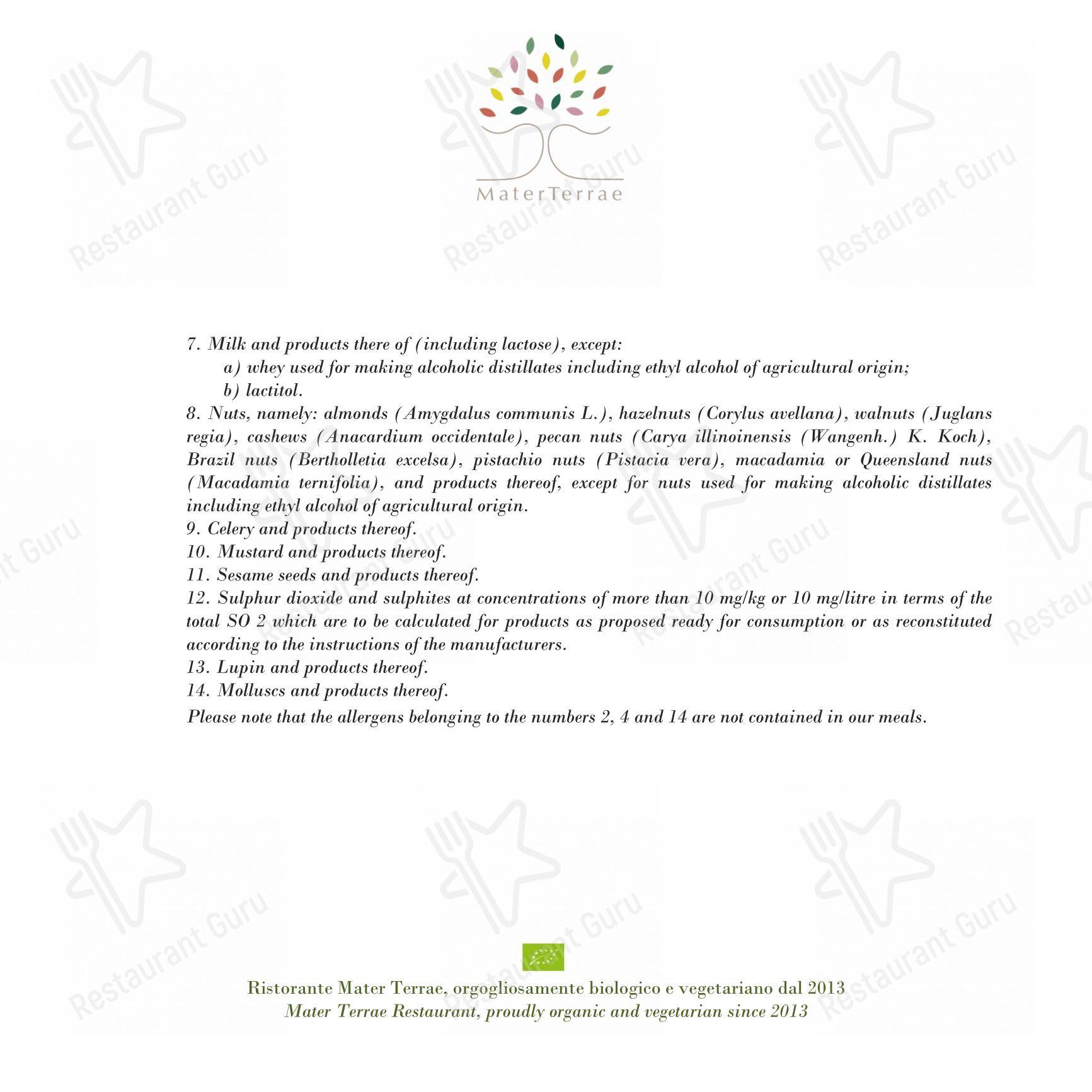 Mater Terrae in Roma - At Home Catering Menu