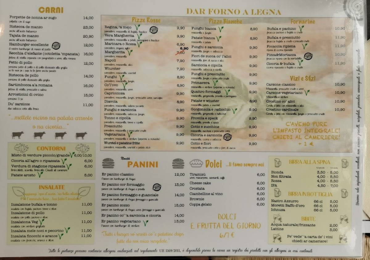 Menu de Mattarello Testaccio