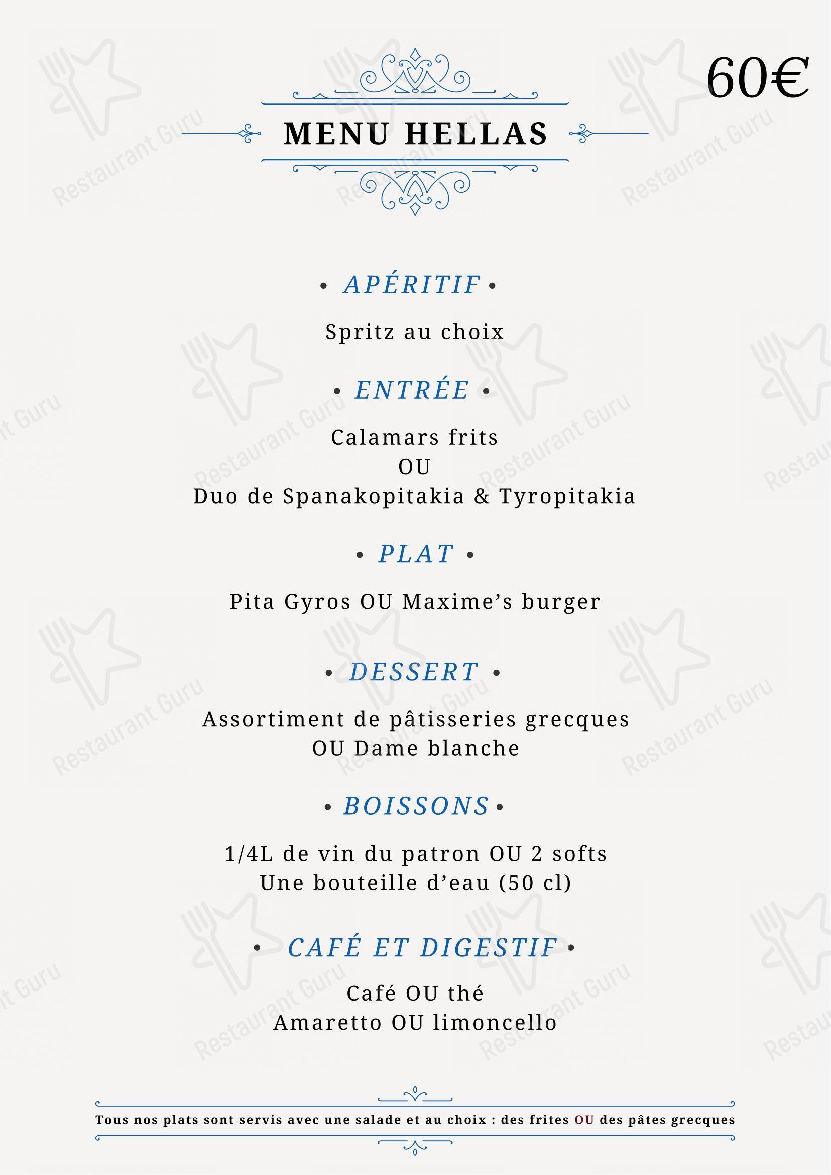 Menu pour Maxime's dans Mons