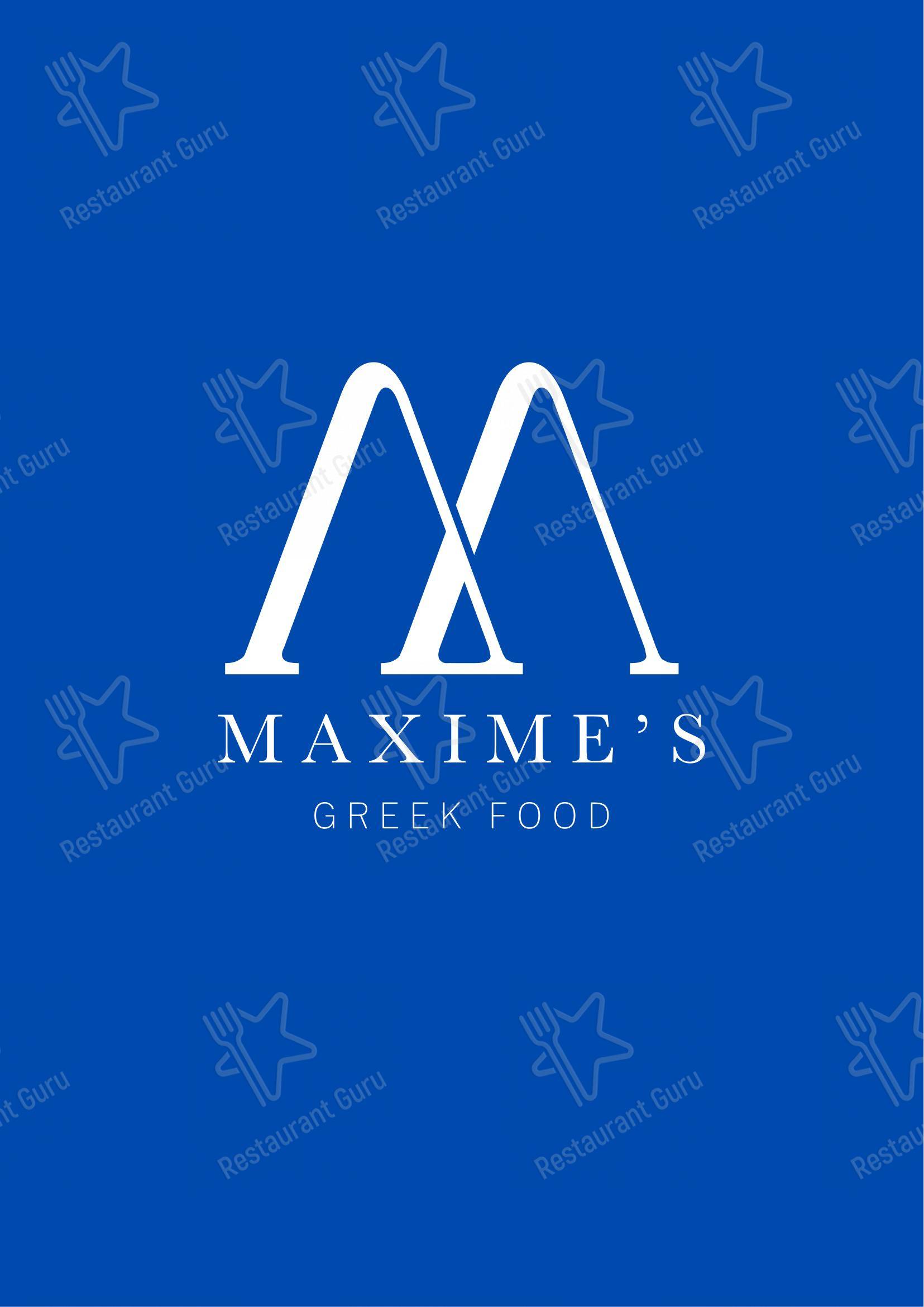 Menu pour Maxime's dans Mons