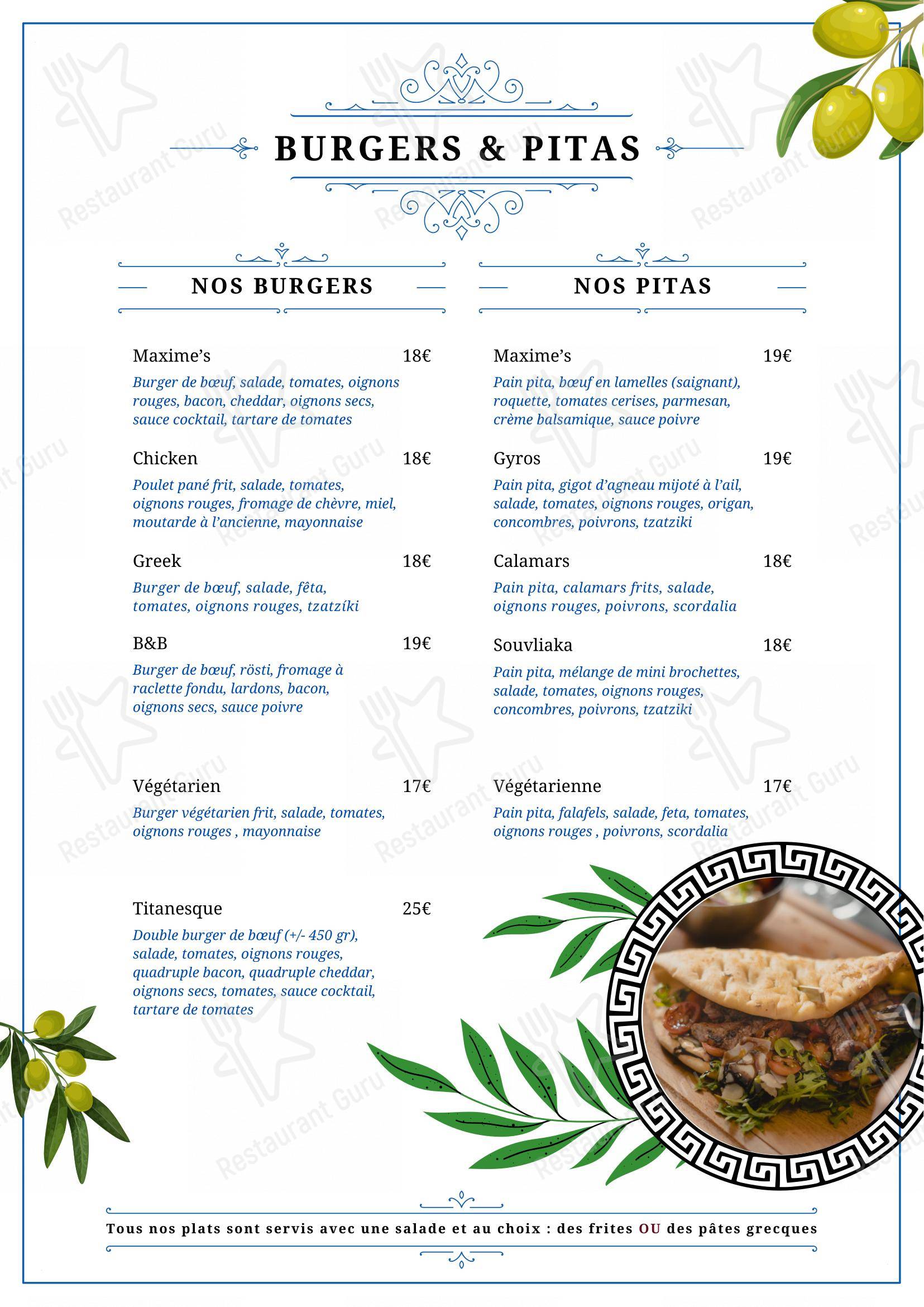 Maxime's dans Mons - Menu