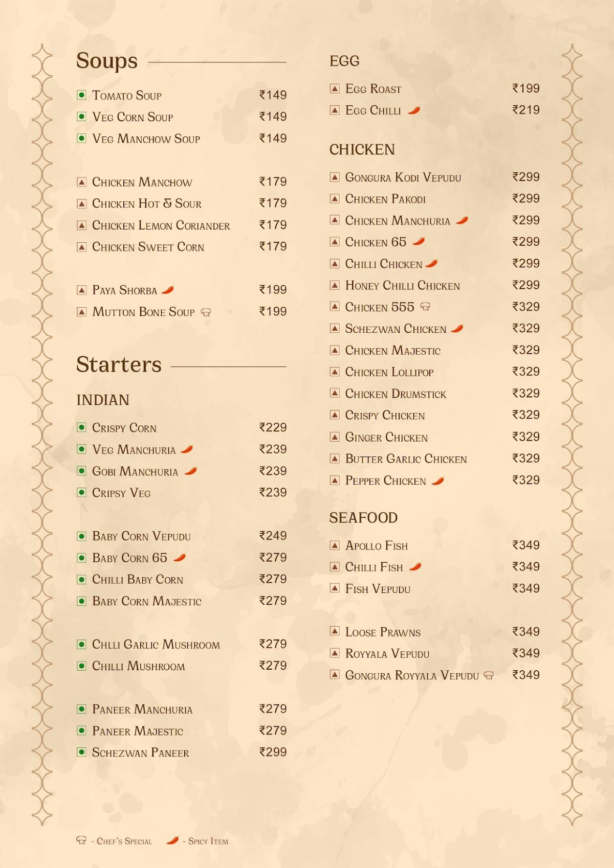 Mayukha Restaurant - The Taste of Tradition menu