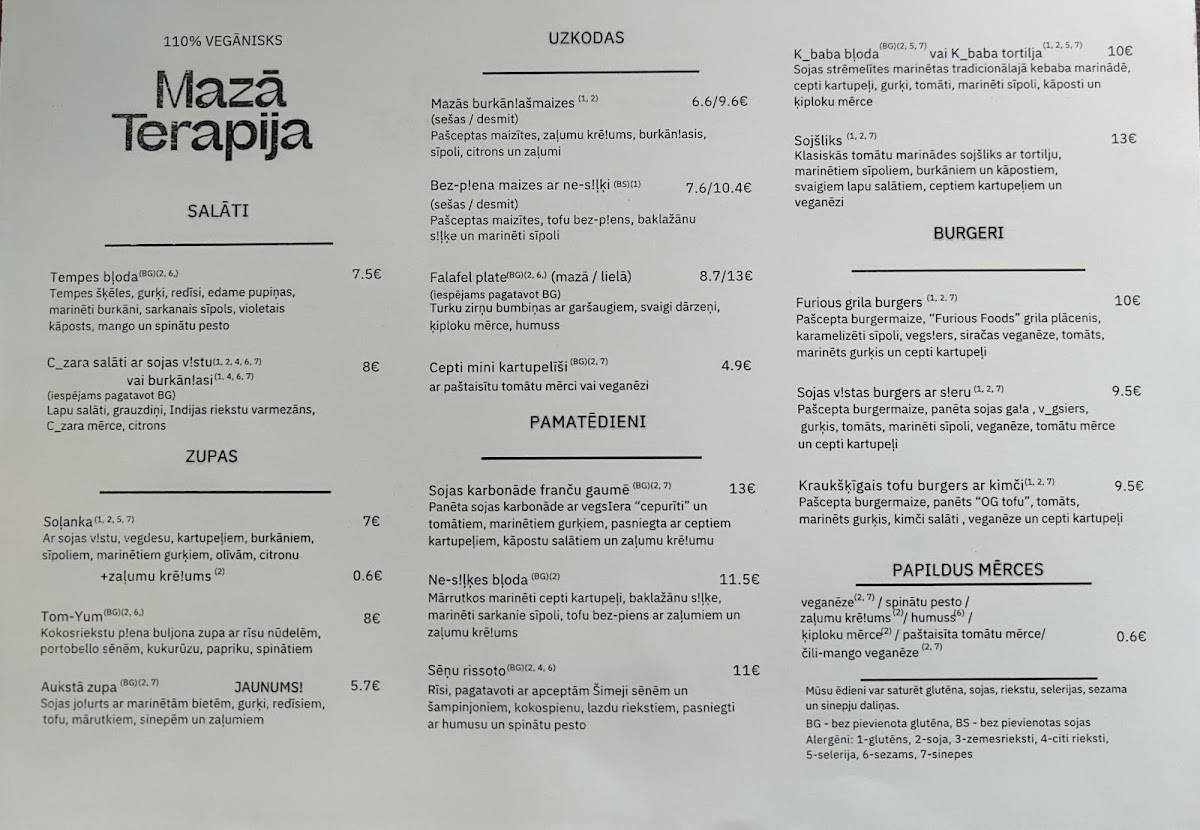 Menu de Mazā Terapija