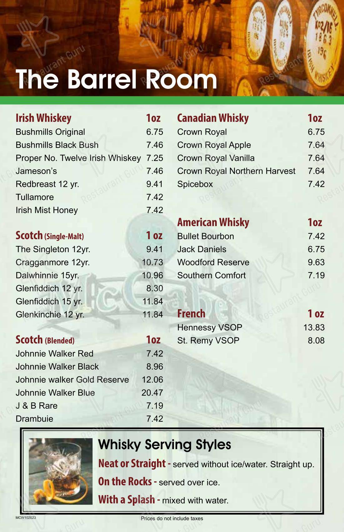 Menu pour McCabe's Irish Pub & Grill - 菜单