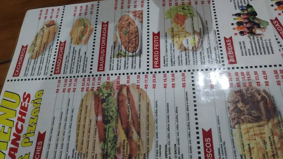 Menu Lanches cardápio