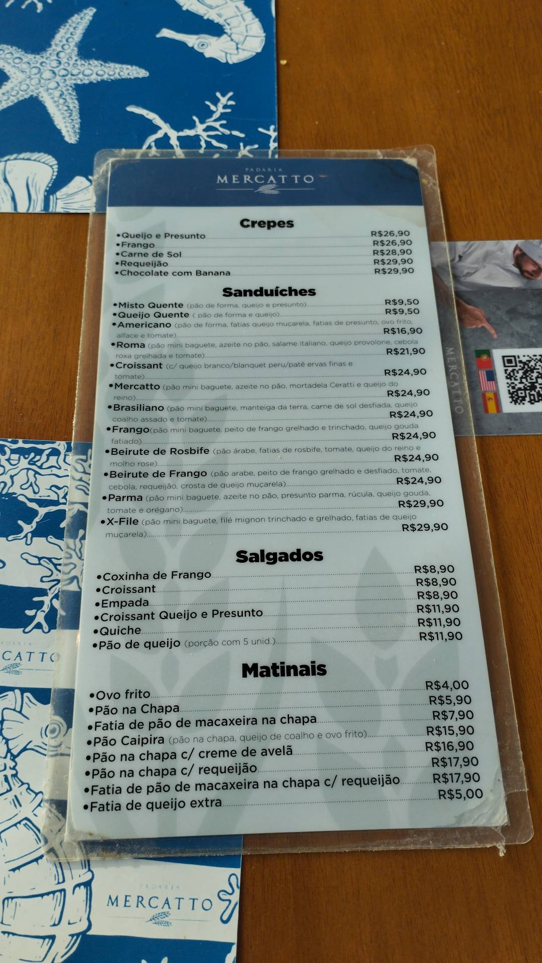 Padaria Mercatto cardápio