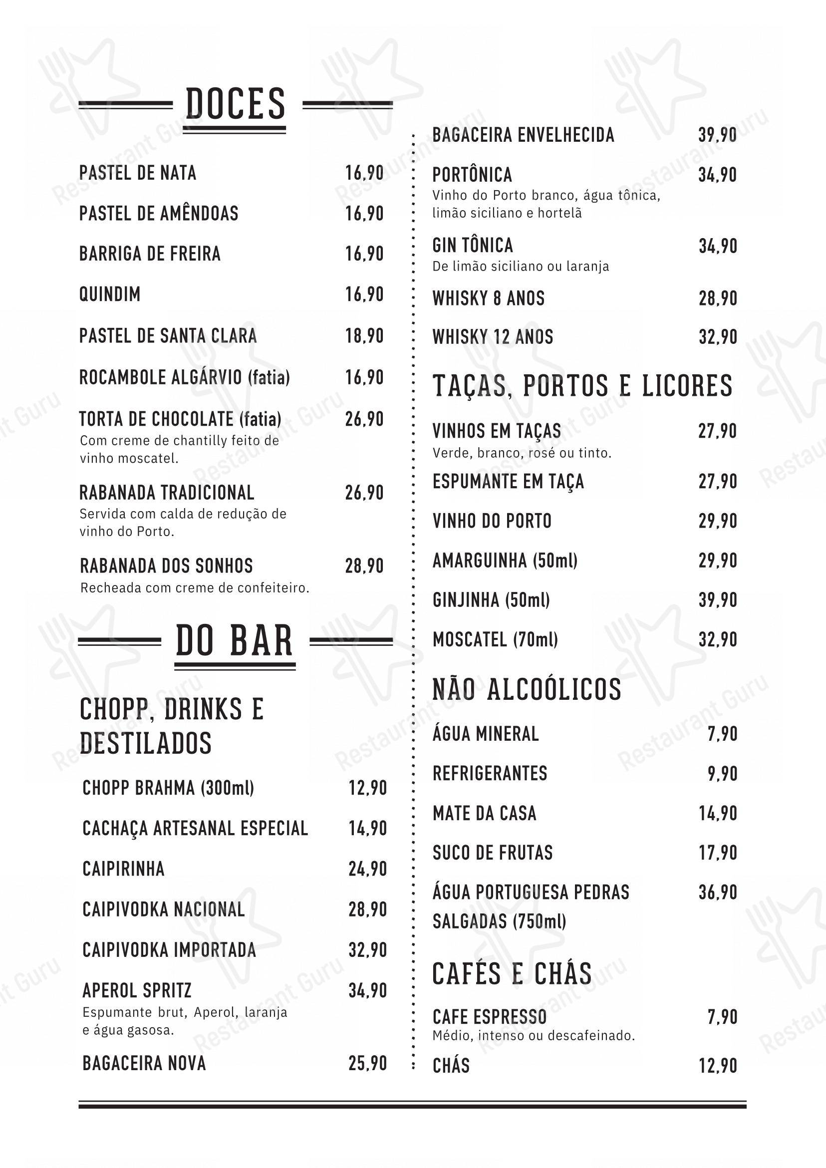 Menu para Mercearia da Praça em Rio de Janeiro