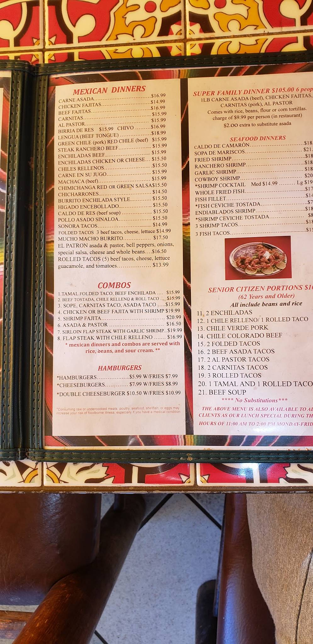 Menu at Mi Rancho Restaurant, Yuma, S 4th Ave