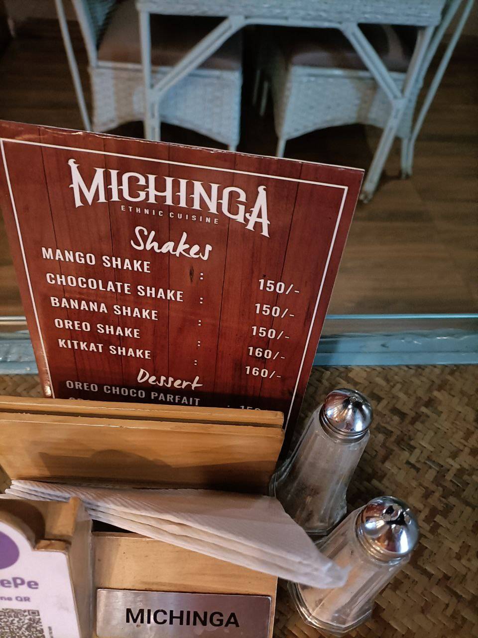 Michinga Restaurant menu