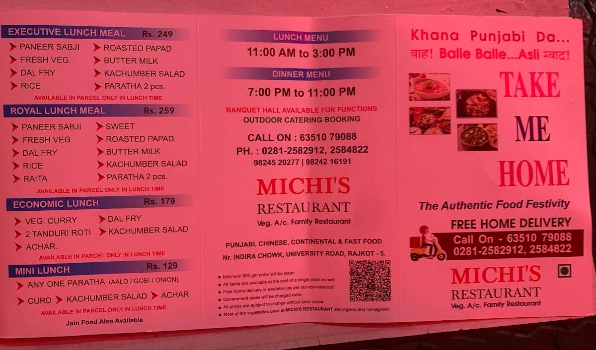 Michi's Restaurant menu