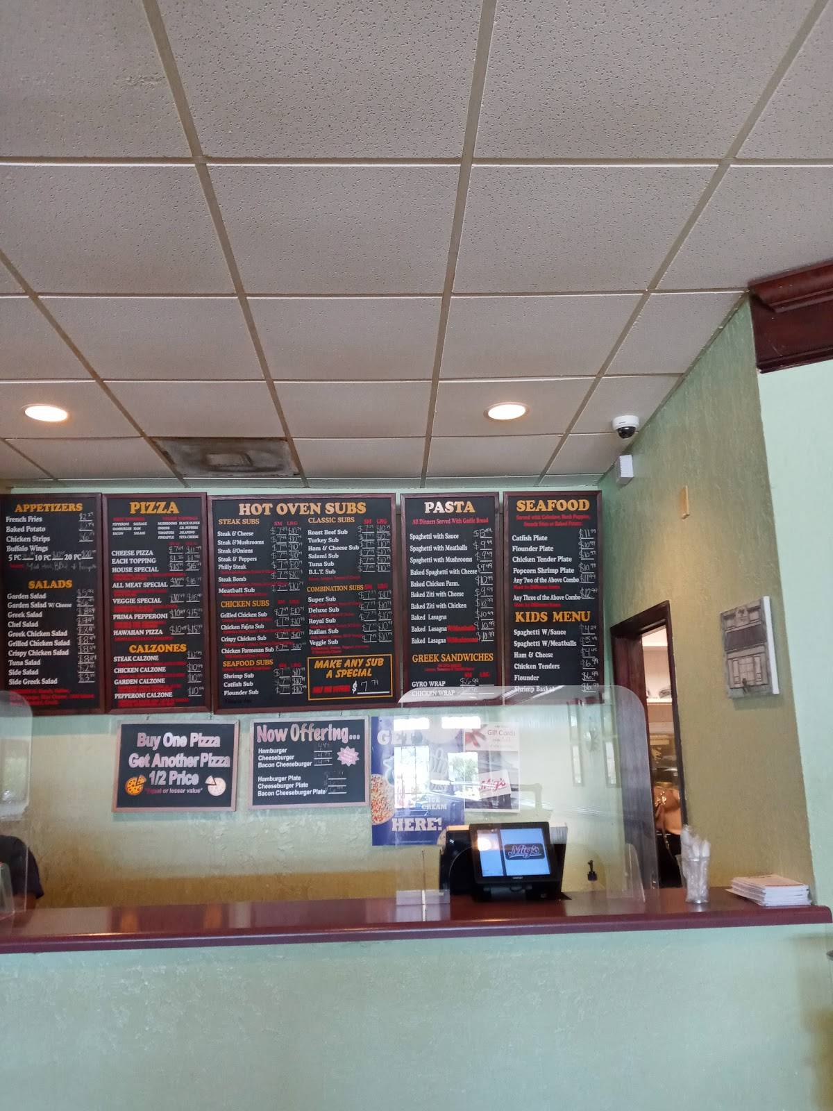Menu at Mig's of 96 pizzeria, Six, 113 Main St E