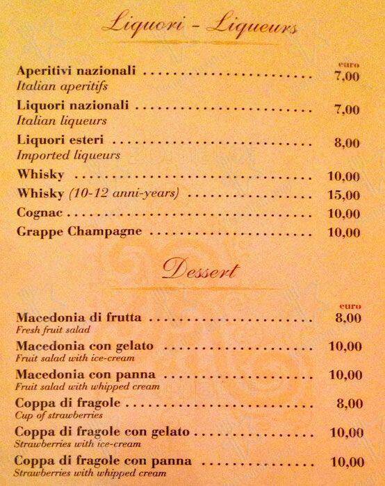 Menu de Bar Rivoli