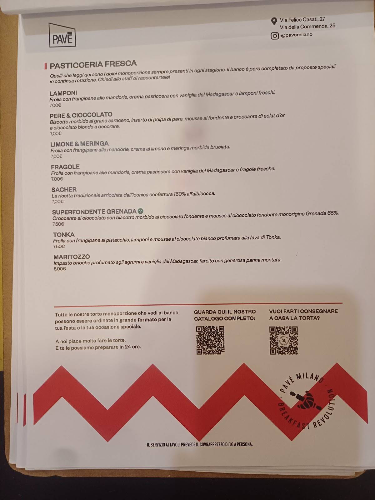 Menu di Pavé 