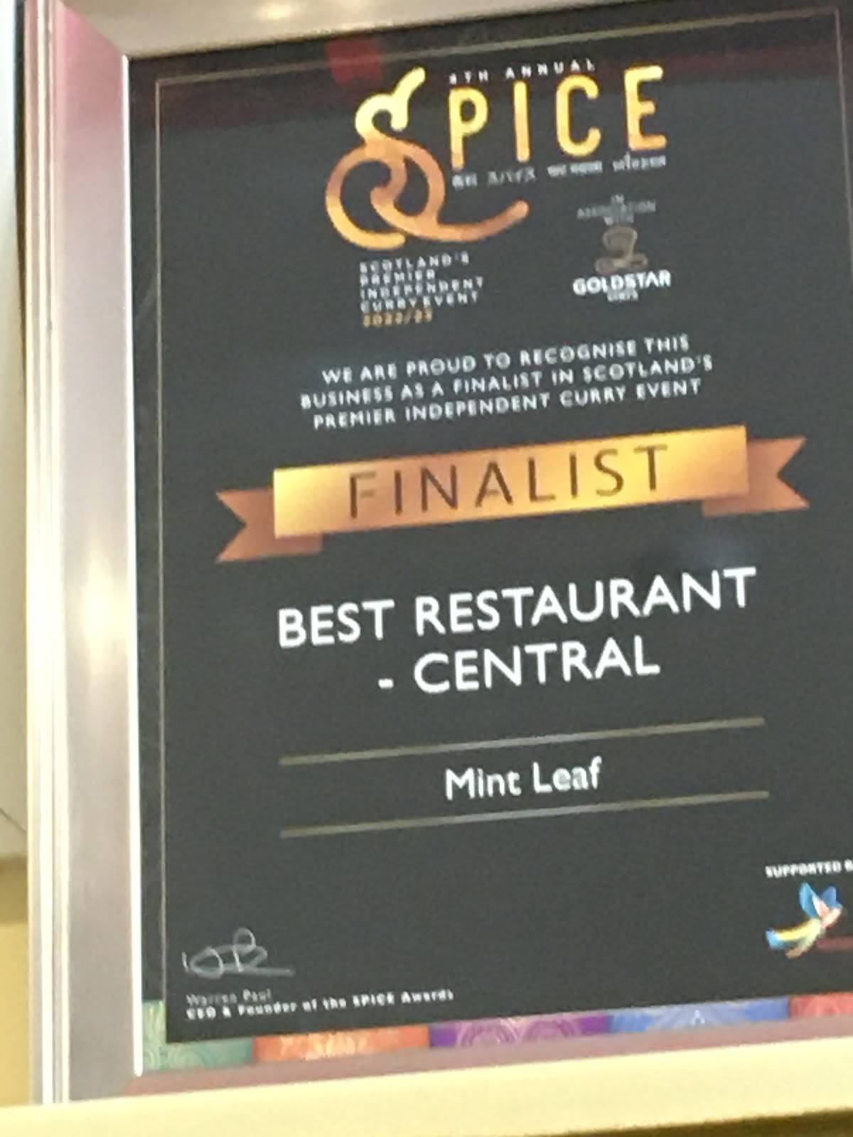 Menu at Mint leaf Nepalese and indian restaurant, Stirling