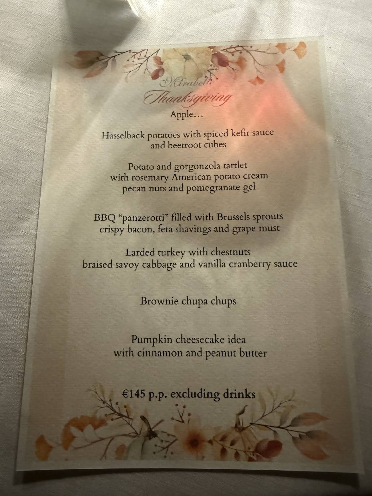 Menu di Ristorante Mirabelle 