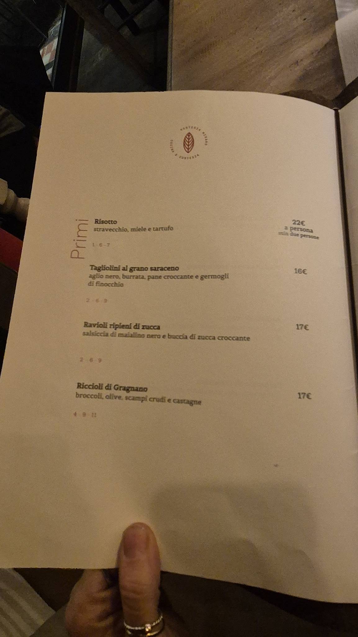 Menu di Horteria Mirano - Venezia 
