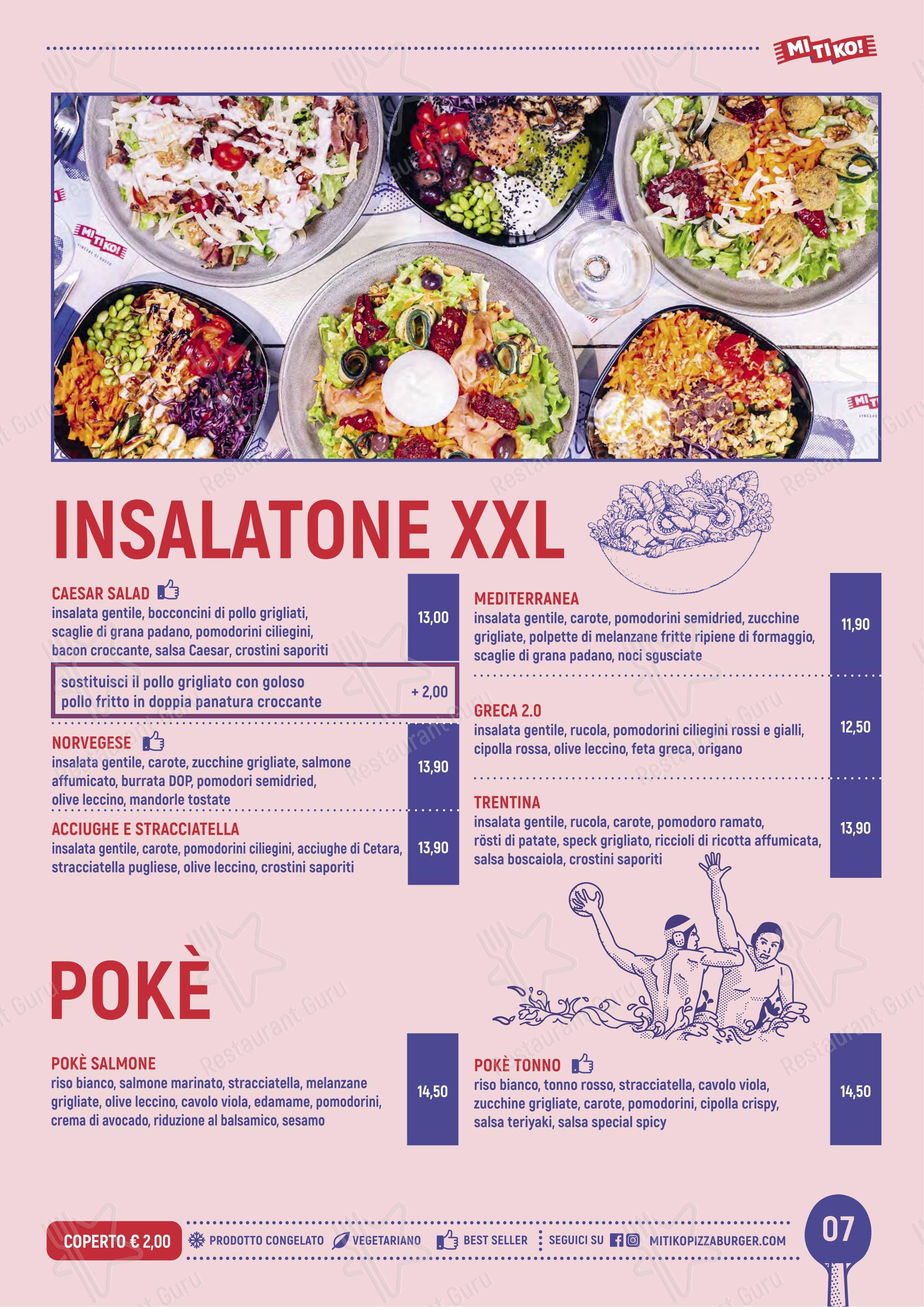 Menu per Mitiko - Ristorante sportivo, Pizzeria e Burger pizzeria