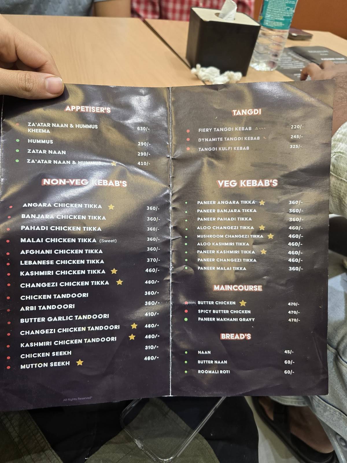 Miya Kebabs menu