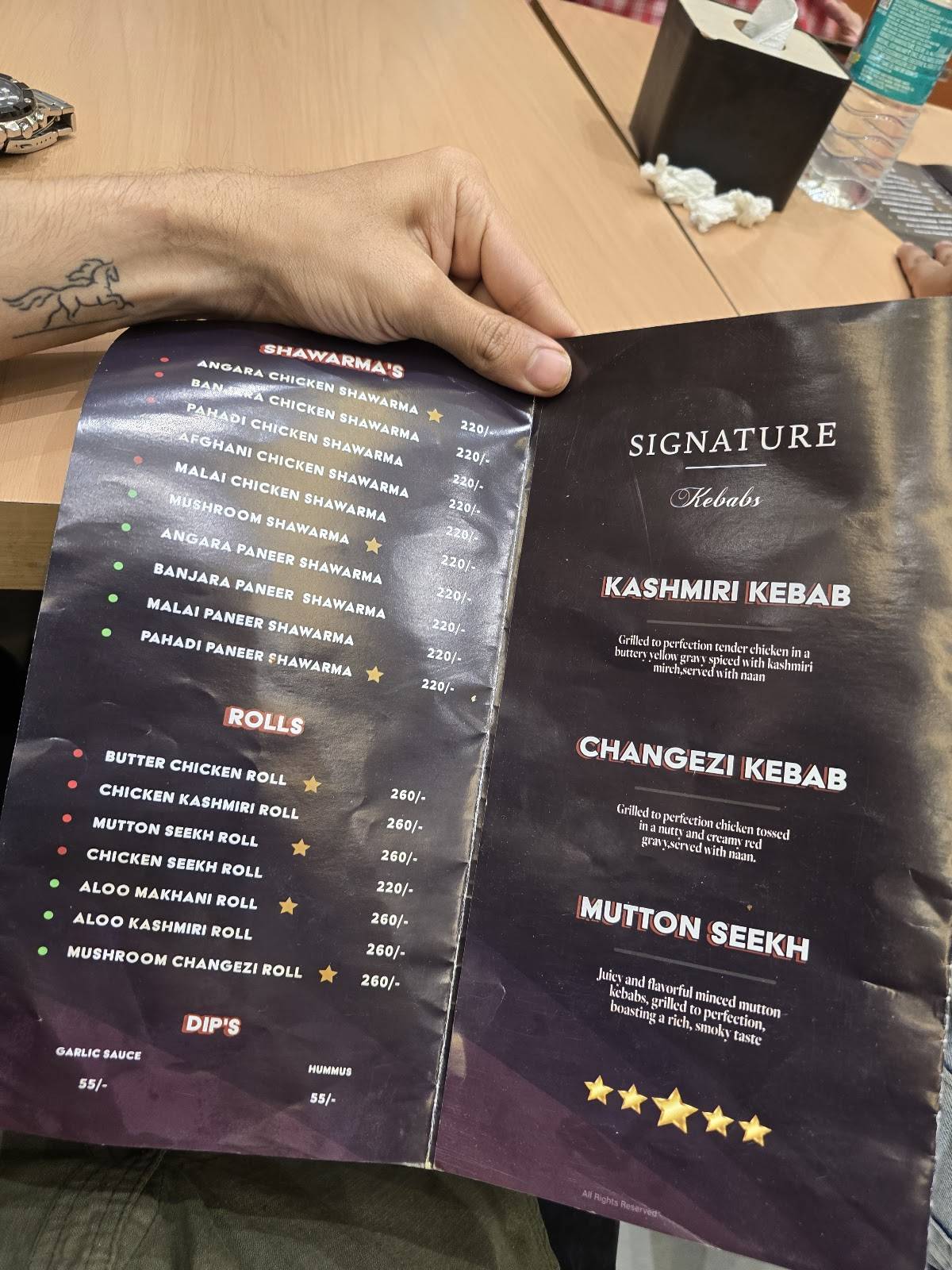 Miya Kebabs menu