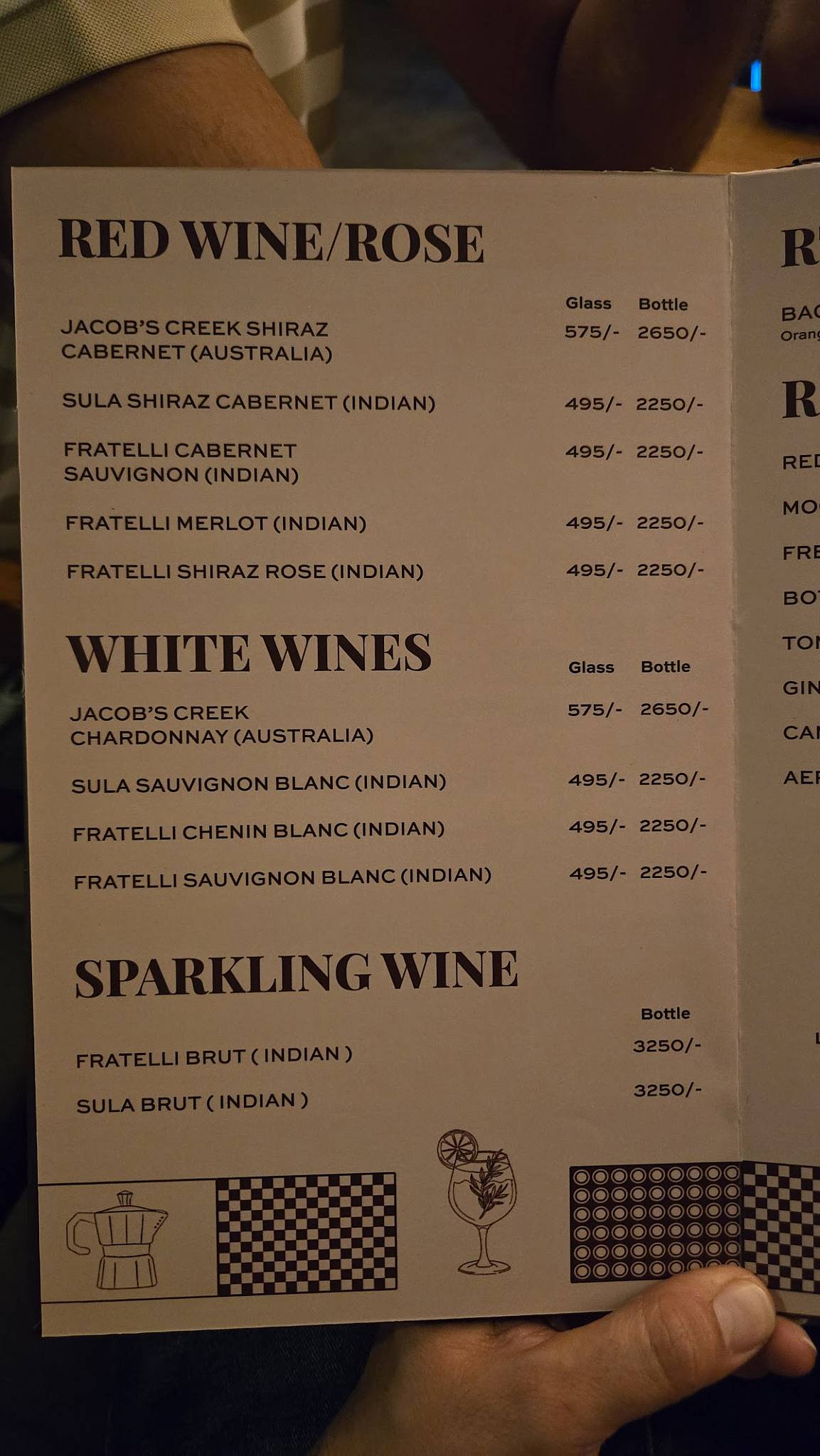 Mocha Café & Bar menu